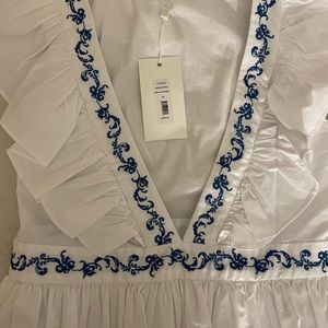 Caroline Constas Miranda Dress White & Blue Brand New Size Medium Runs Small